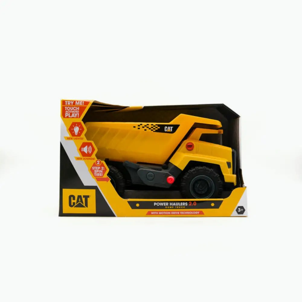 CAT POwer Haulers 2.0 Camion benne en plastique avec sons, lumières et détecteur mouvement - 30 cm