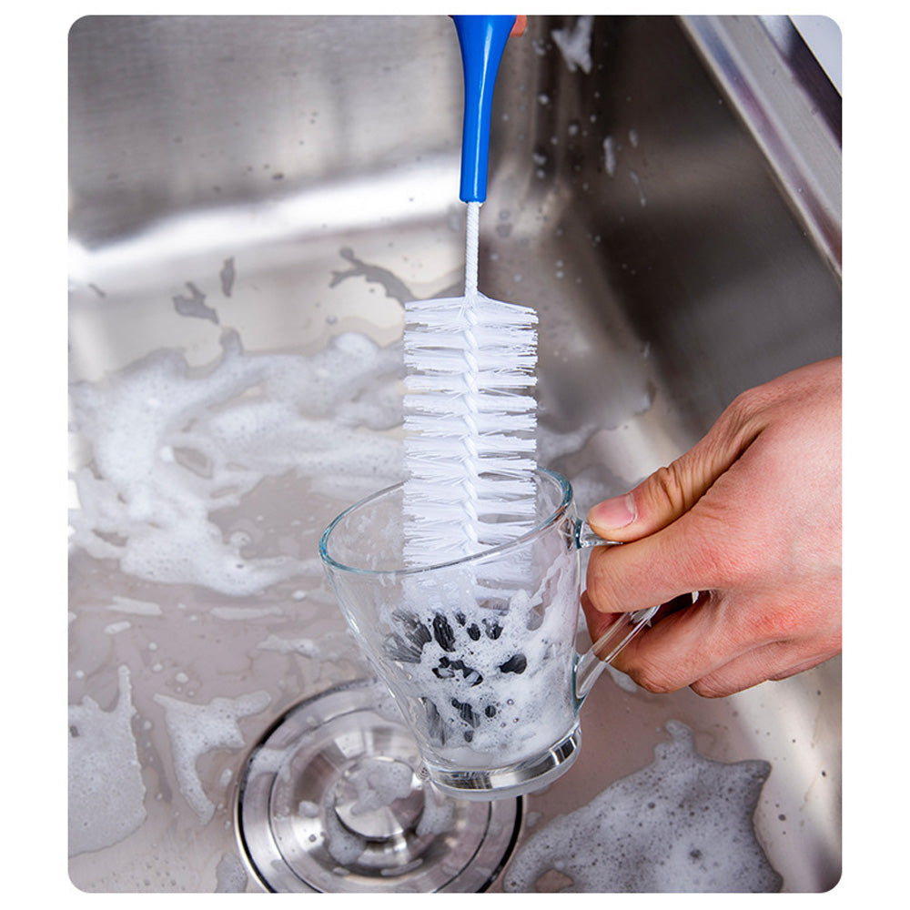 Brosse à bouteille 36 cm bleue, diamètre des poils 21 mm, avec manche en plastique PP