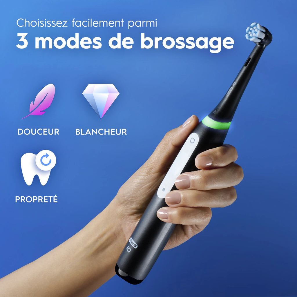 Oral-B iO 3S Brosse à dents électrique noire + têtes de brosse iO Gentle Care x6 | Pack complet de 2 ans