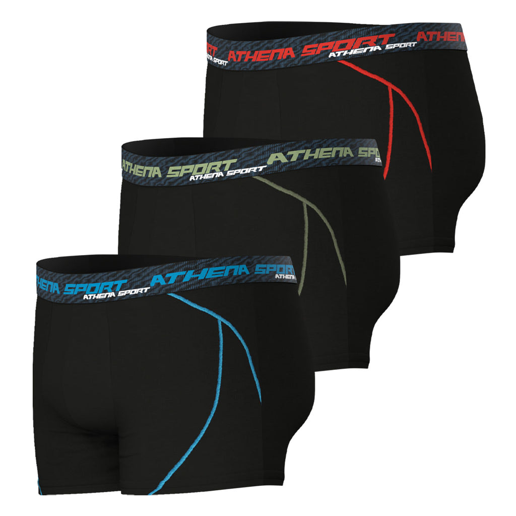 ATHENA Training Dry Boxers Lot de 3, Noir