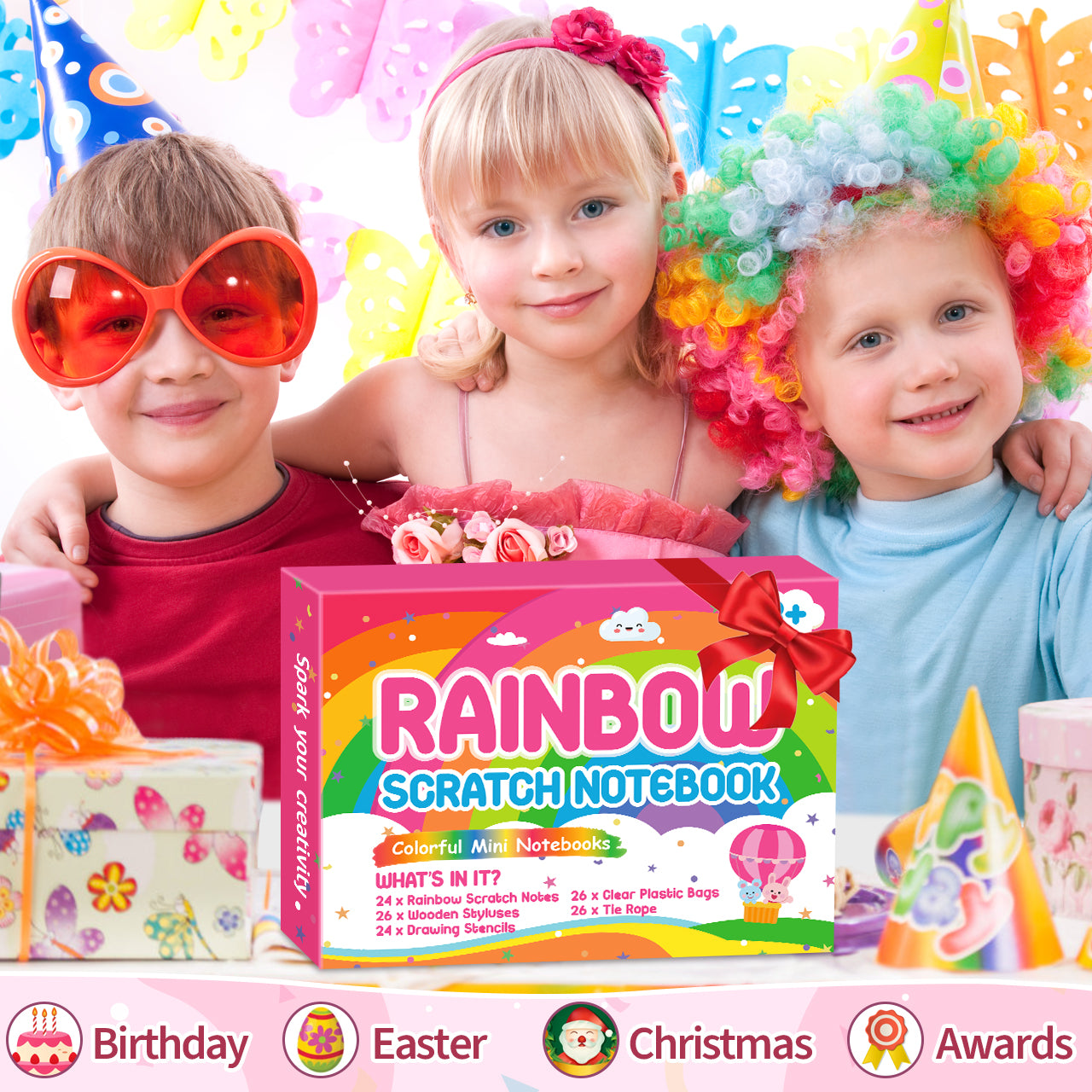 Rainbow Kit de carnets d'art par gommage Arc-en-ciel Lot de 24