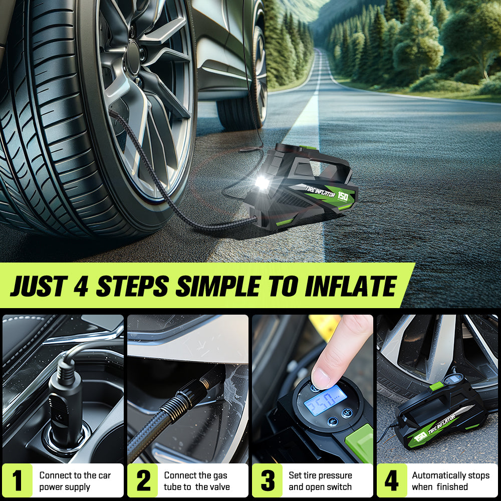 Carsun Mini pompe à air filaire pour voiture Compresseur multifonction avec cordon rallongé pour véhicules et vélos