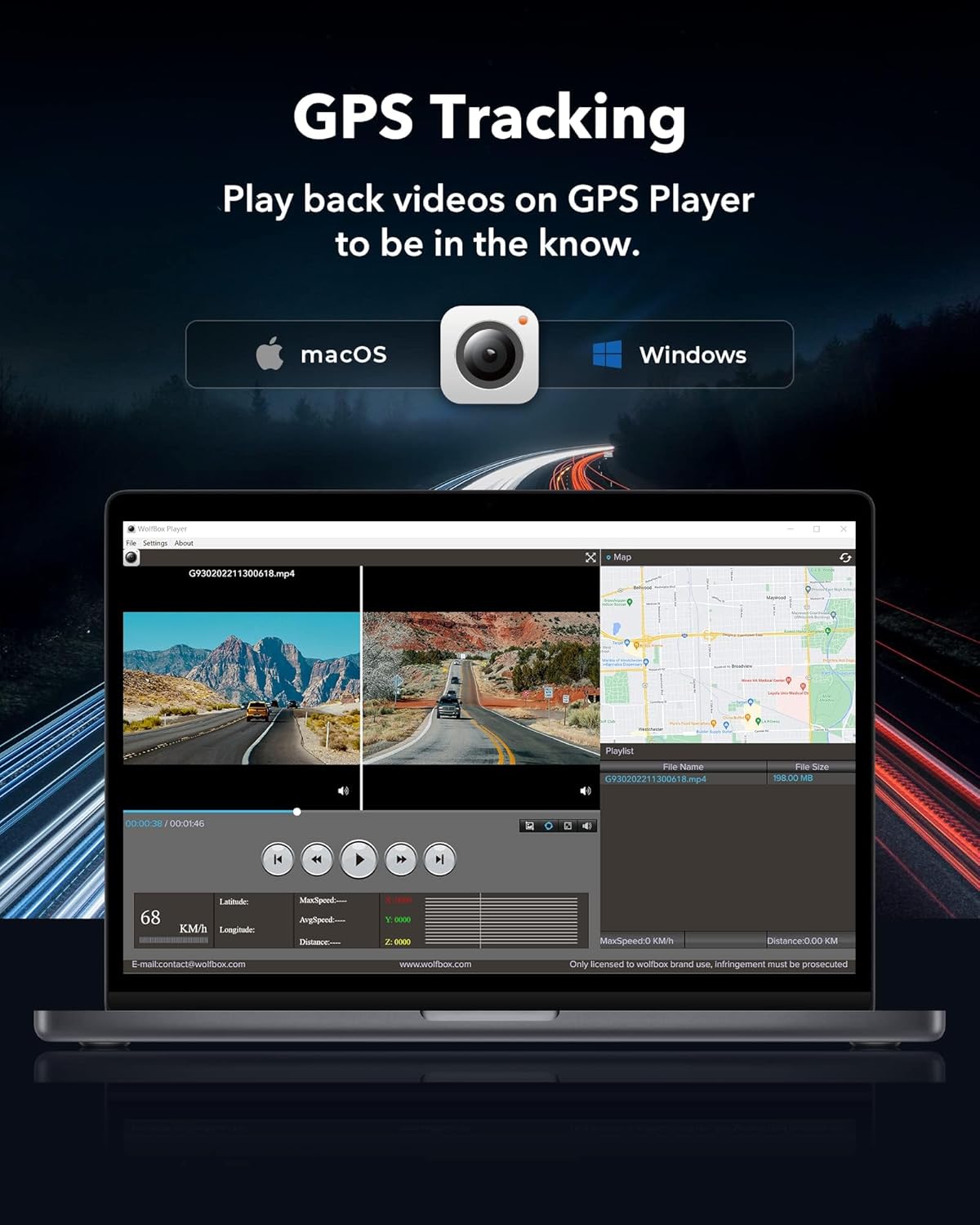 WOLFBOX G930 Caméra rétroviseur 10'' avec WiFi 5,8 GHz, Dashcam 4K avant et arrière avec WDR, Rétroviseur à écran tactile caméra de recul, Moniteur de stationnement