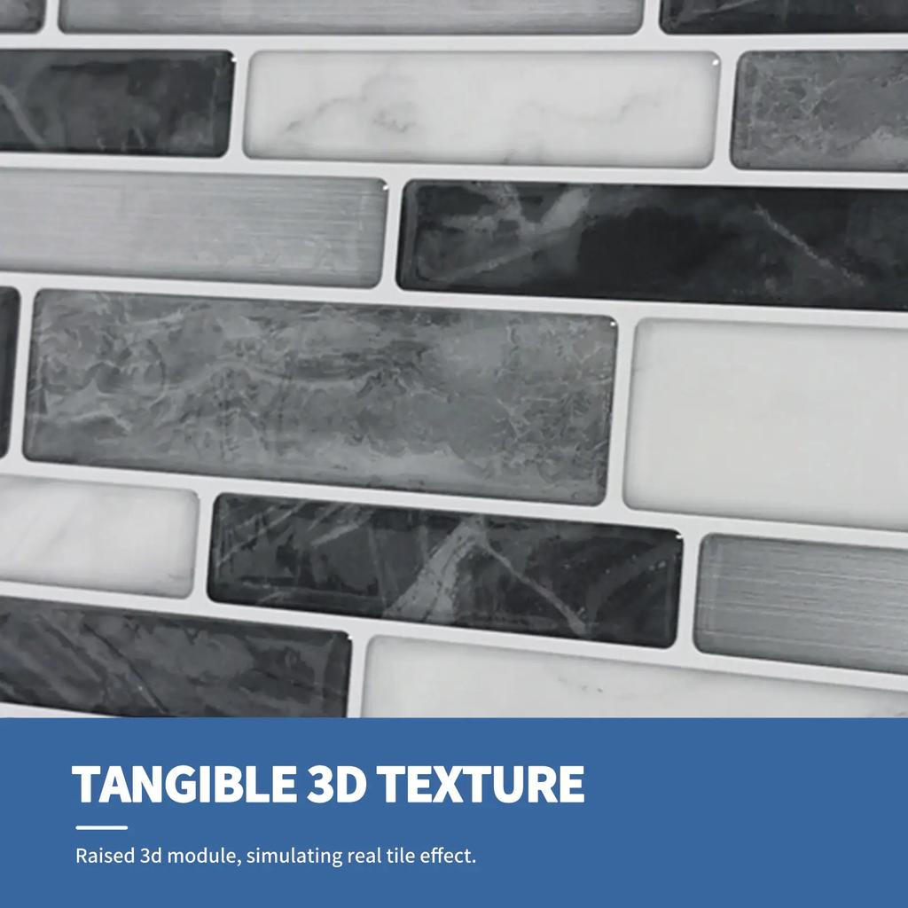 Art3d Lot de 10 carreaux de mur autocollants, revêtement de plan de travail en vinyle à décoller et à coller pour cuisine, 30 x 30 cm, carreaux décoratifs texturés