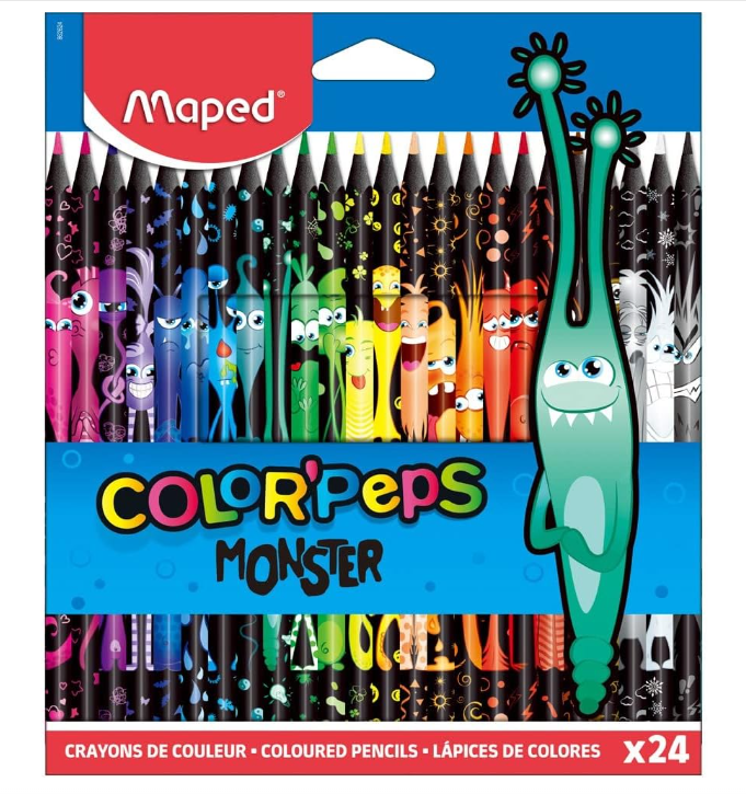 Maped Color'Peps Monster Crayons de Couleur Résine Triangulaires 24 Couleurs