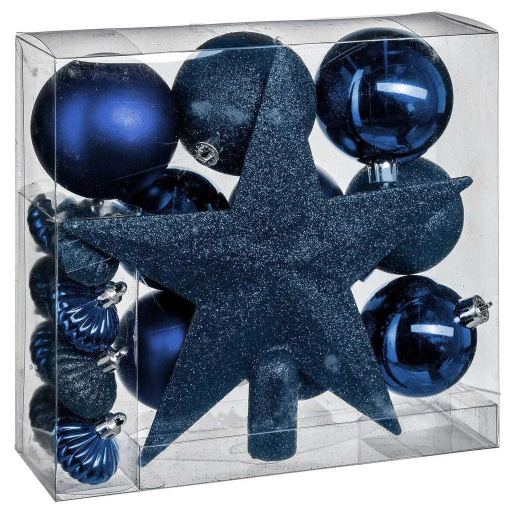 Atmosphera Lot de 18 Boules de Noel Bleu Nuit