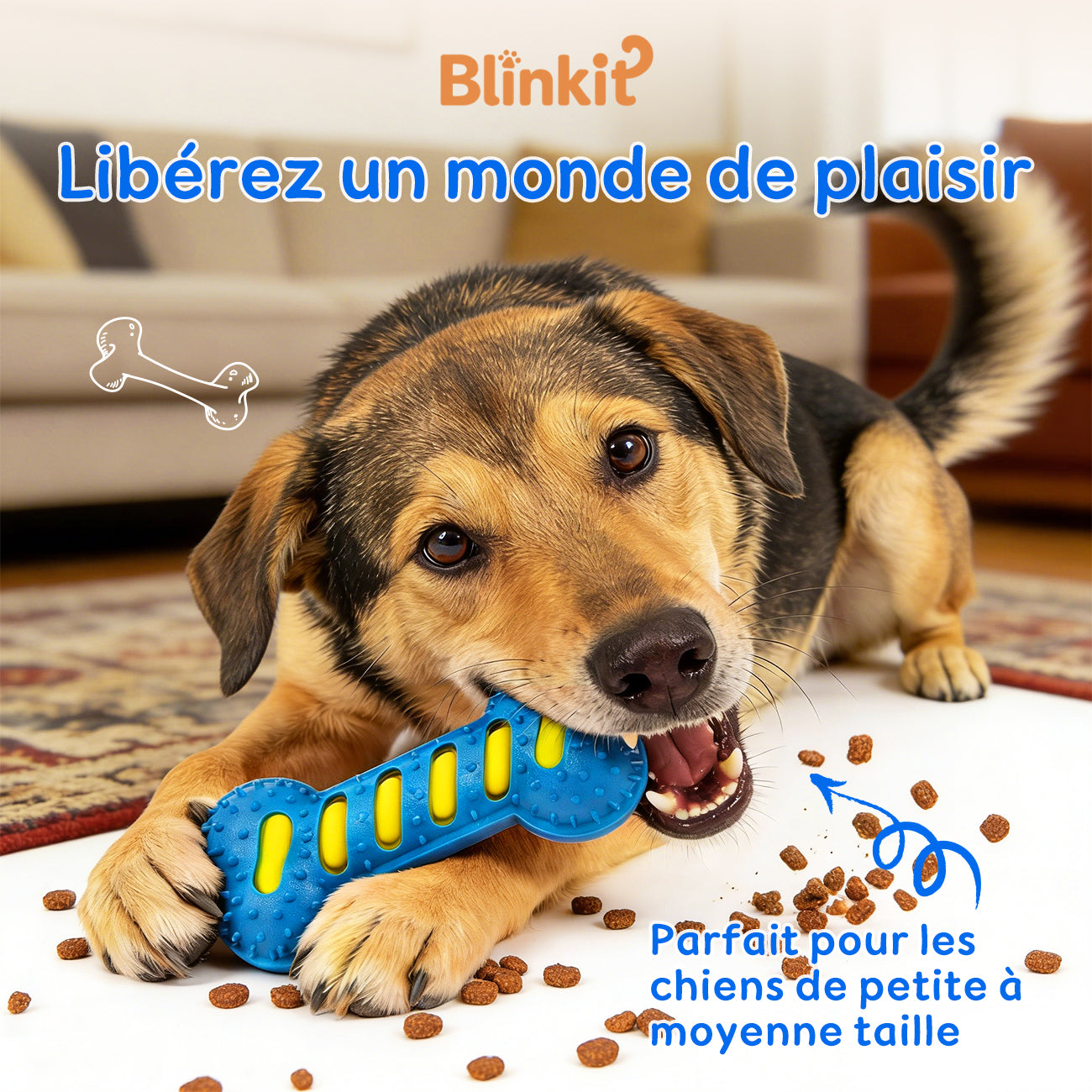 BLINKIT Jouet sonore os en TPR et PVC pour petits et moyens chiens