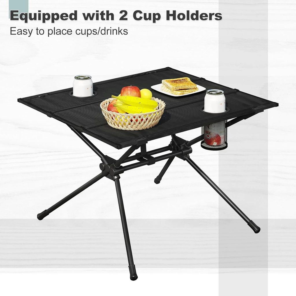 WOLTU Table de camping portable, table pliante ultralégère avec 2 porte-gobelets, table de pique-nique pliante avec sac de rangement, pour le camping, les pique-niques