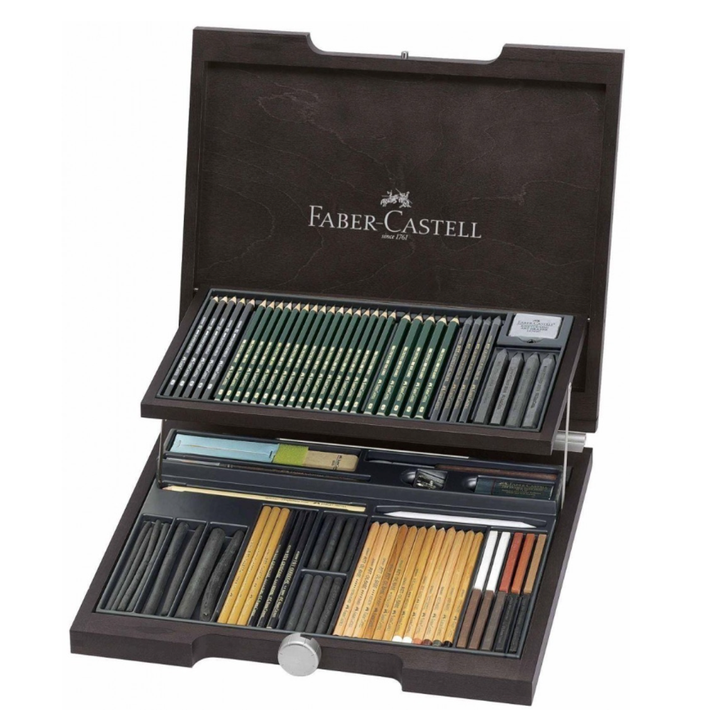 Faber-Castell Coffret en bois Pitt Monochrome - 85 pièces