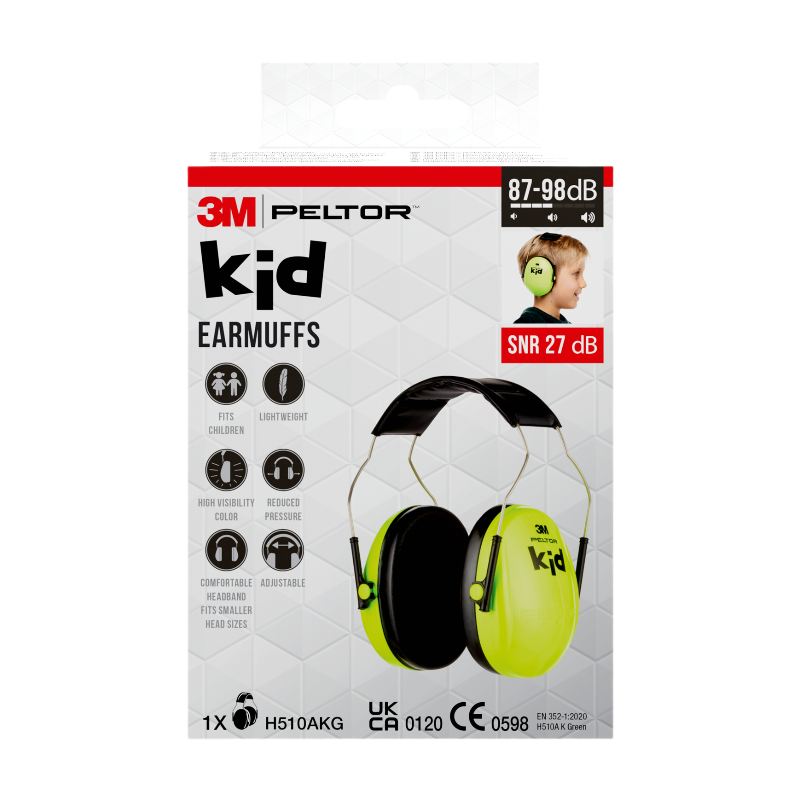 3M™Casque de Protection Auditive 3M™ PELTOR™ Kid Vert SNR 27 dB