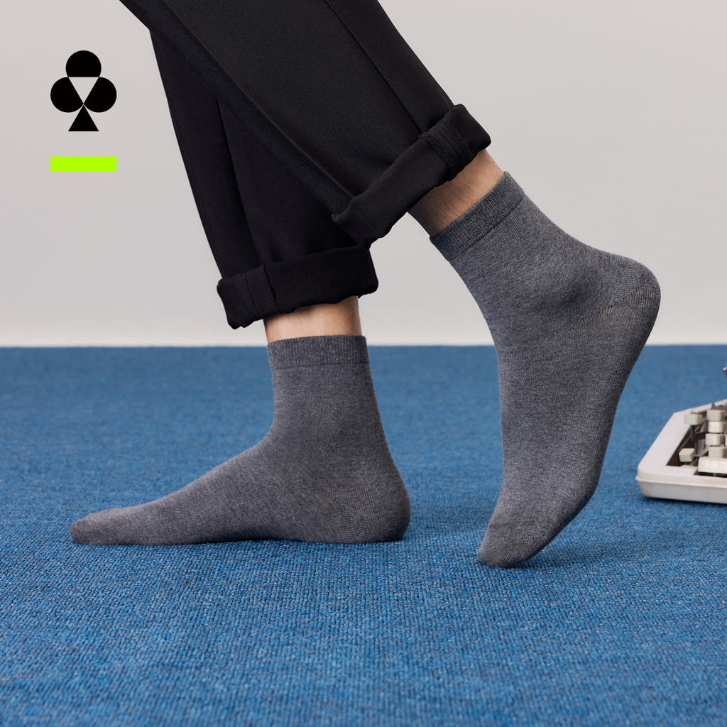 Utree - Chaussettes homme en coton 100 %, respirantes et antibactériennes, style business, fines - Noir + Gris anthracite + Gris anthracite + Gris foncé + Gris foncé - 24-26