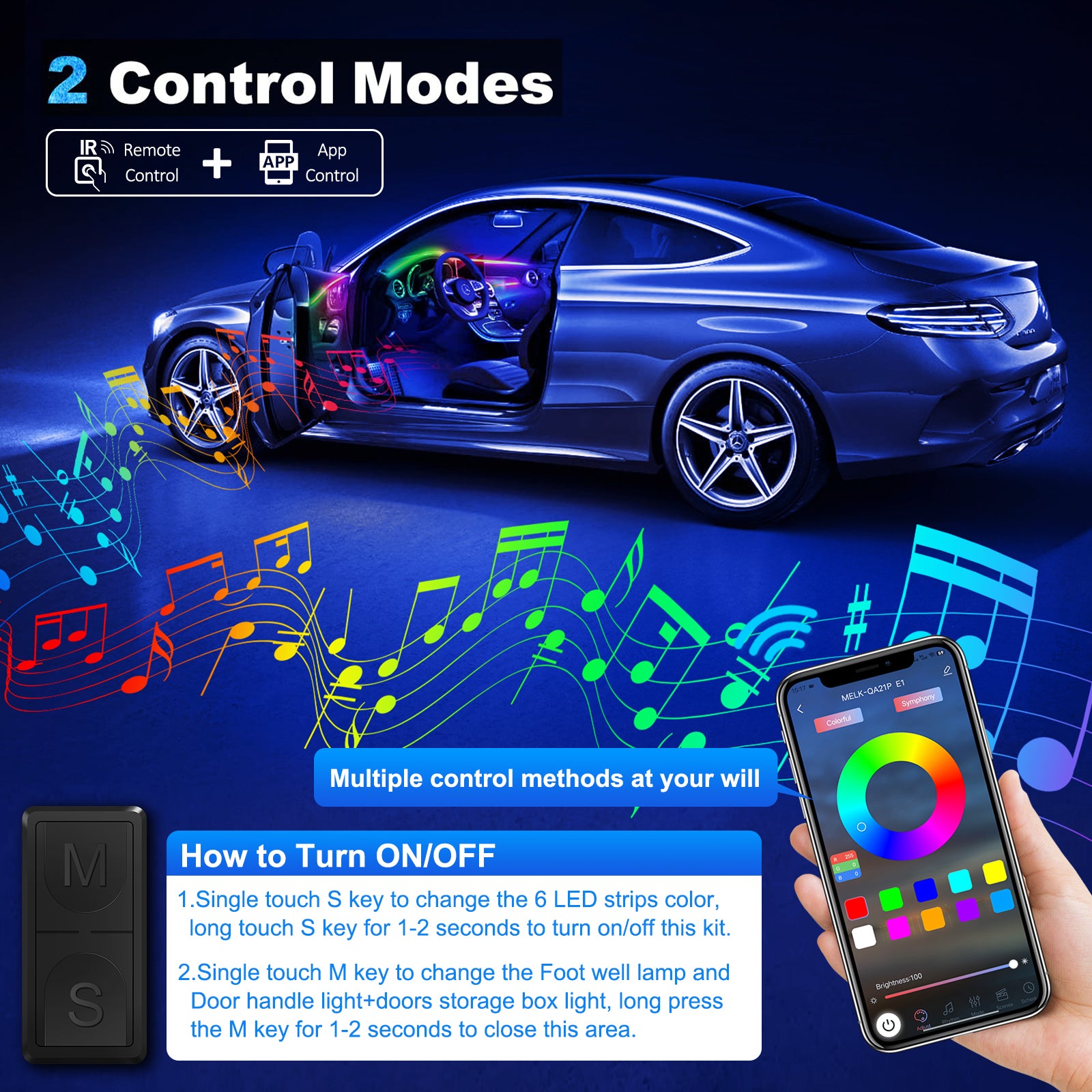 VGETTING Bande lumineuse LED en acrylique pour intérieur de voiture avec application sans fil, Couleur de rêve RVB 10 en 1 avec 175 po 600 LED
