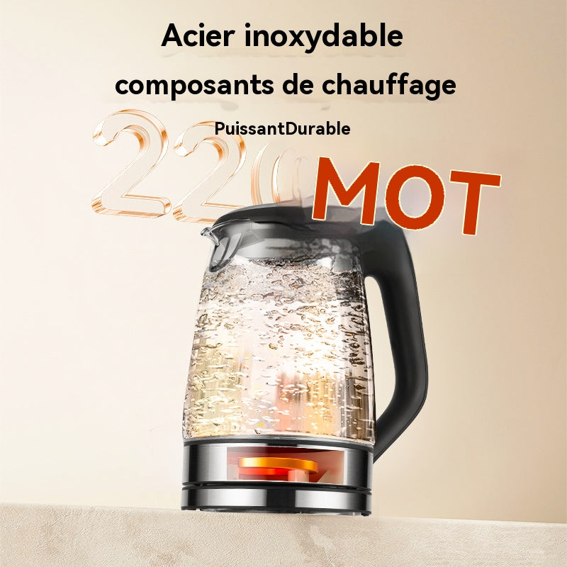 DSP Bouilloire électrique en verre 1,7 L, 2 200 W, ébullition rapide, base à 360°, éclairage LED (Modèle KK1273)