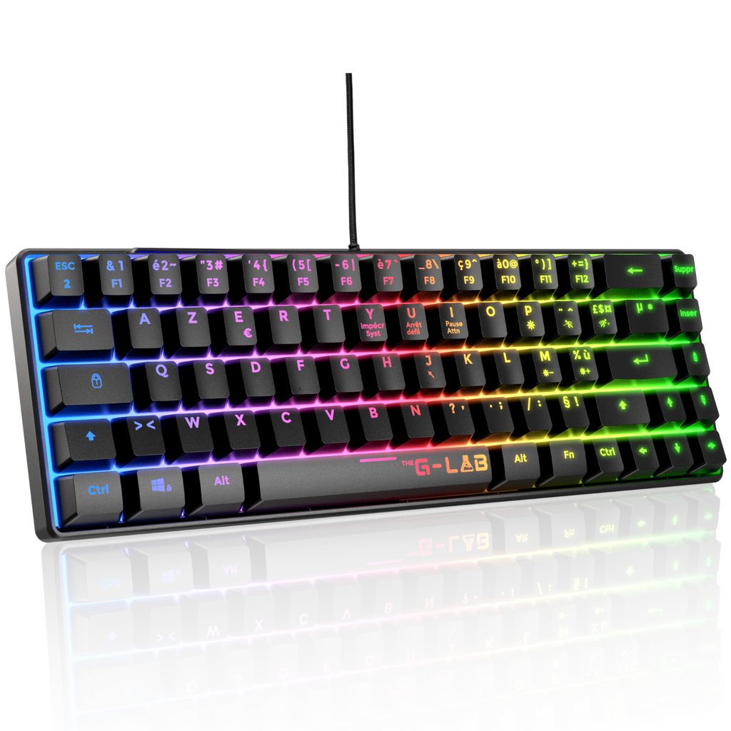 THE G-LAB Keyz Mercury Clavier Gaming Mécanique Switch Rouge Filaire RGB TKL - AZERTY - Noir