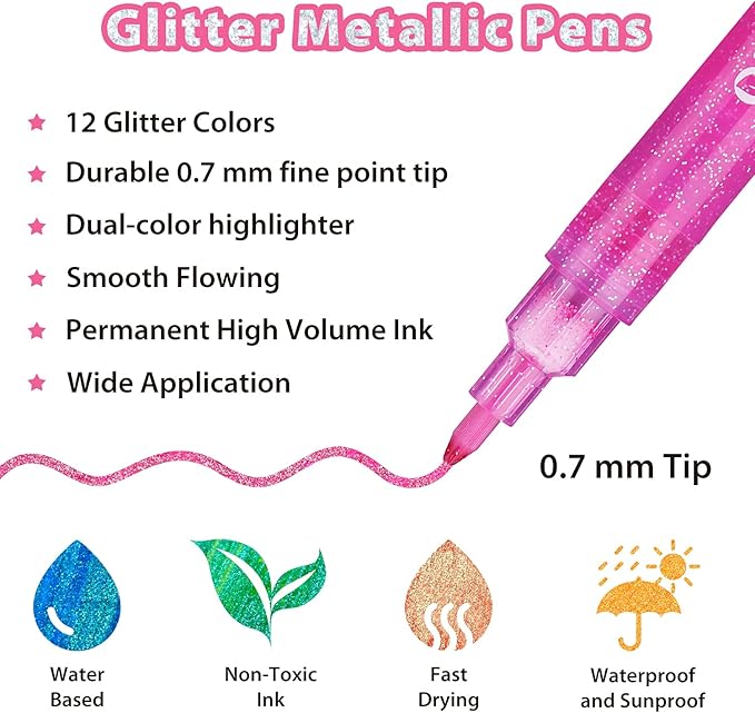 Ohuhu Leahi Stylos à encre gel colorée - Lot de 12 stylos à encre blanche opaque pointe extra fine pour surlignage, Art sur papier noir, Dessin, Croquis, Création d’albums, Illustration