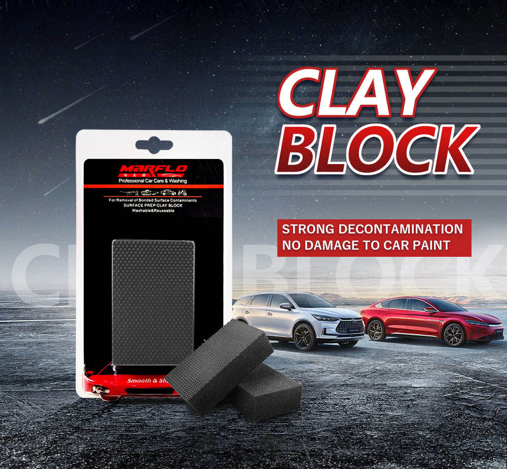 Marflo Bloc d’argile professionnel pour nettoyage en profondeur de voiture avec éponge