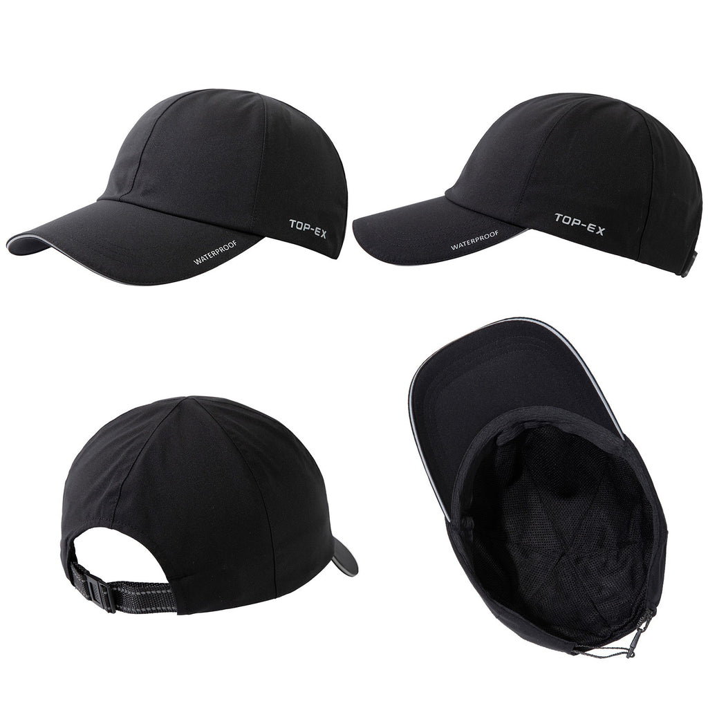 TOP-EX Casquette de course imperméable toutes conditions haute performance non structurée Urban Storm M/L Noir