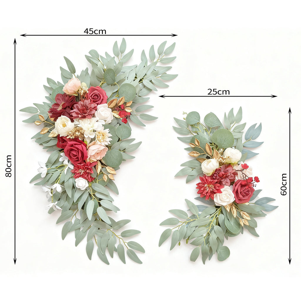 Wei's moment Fleurs d'arche de mariée (Lot de 1), Fleurs de mariée artificielles bordeaux pour décorations de panneaux d'accueil de mariage et fleurs d'arche pour cérémonie et