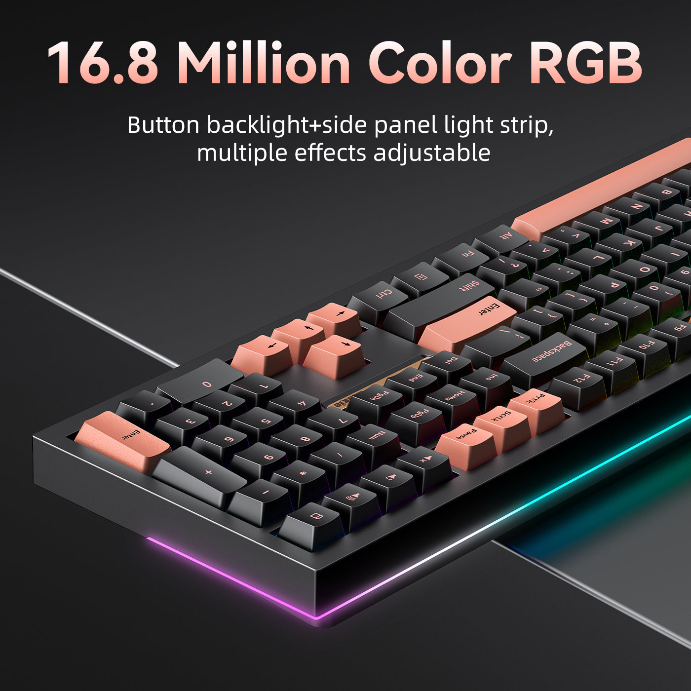 Siukie PL108W Clavier mécanique RVB 108 touches, commutateurs amovibles, 3 modes, noir