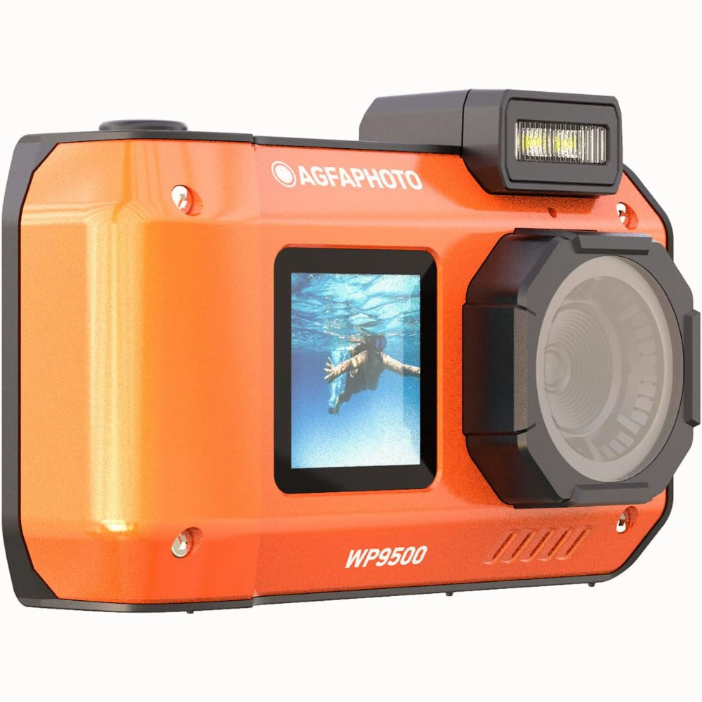 AGFAPHOTO Appareil photo numérique compact étanche 24MP avec zoom numérique 18x, double écran et vidéo 4K - Orange