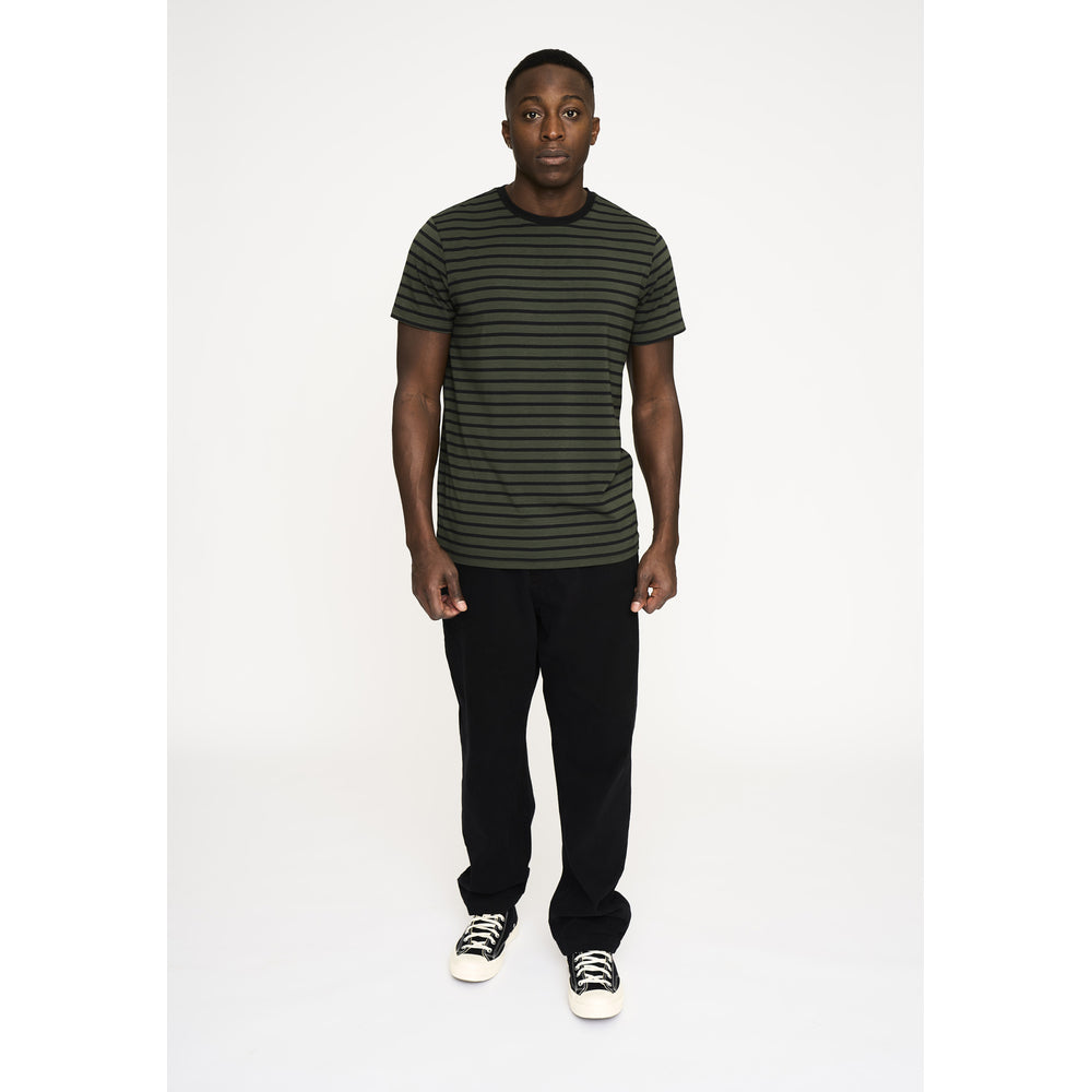 Resteröds T-shirt en bambou à rayures noires et vertes, taille S