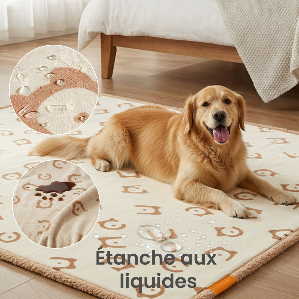 Ochama Couverture imperméable pour chien, 229 x 203 cm, couverture en polaire Sherpa pour animaux, lavable en machine, protège-canapé pour chien réversible, beige