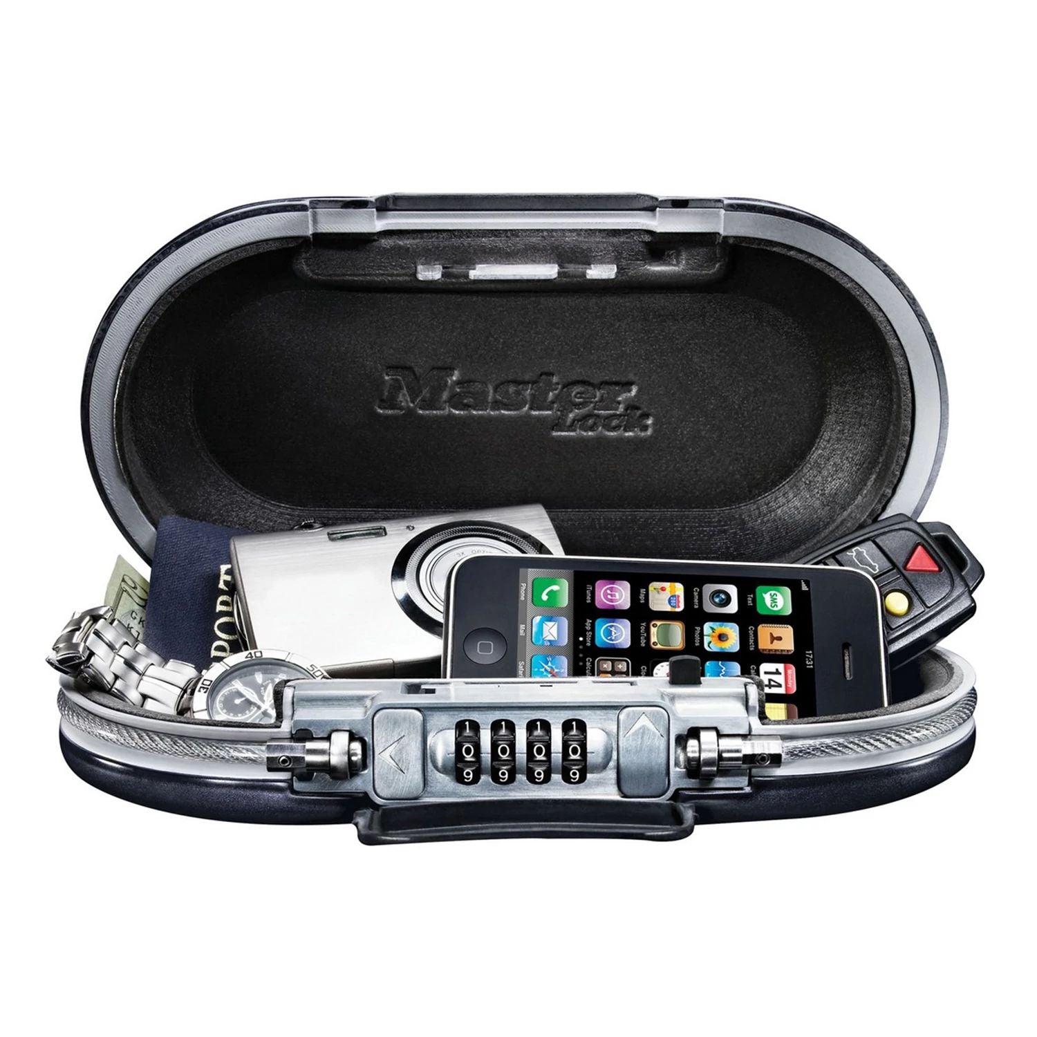 Master Lock Mini coffre de voyage avec câble - 5900EURD - Sécurisez vos effets personnels pendant votre voyage