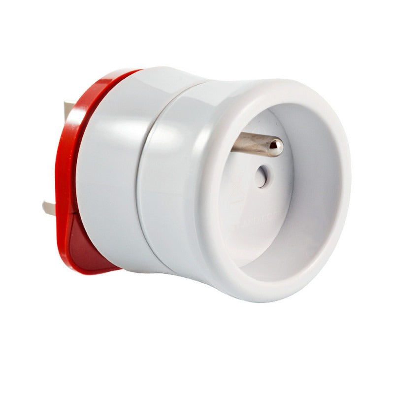 Watt and Co - Adaptateur de voyage - Prise française 2 broches vers prise britannique 3 broches - Rouge