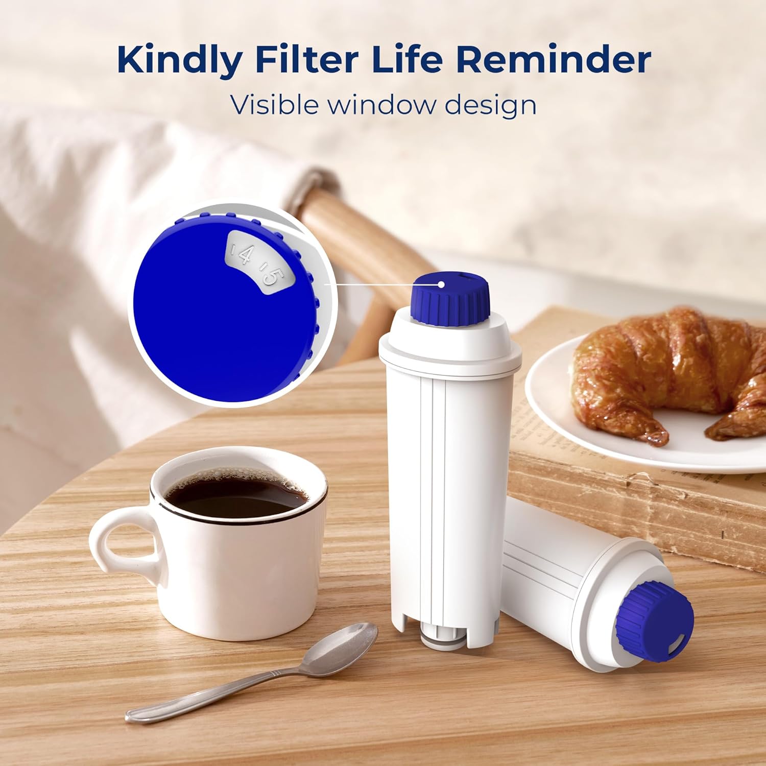 Filtre à Eau Waterdrop, Compatible avec Machine à Café DeLonghi ECAM, Eletta, Dinamica, DLSC002, Magnifica, ETAM Autentica et Divers Modèles Esam (Lot de 6 pièces)