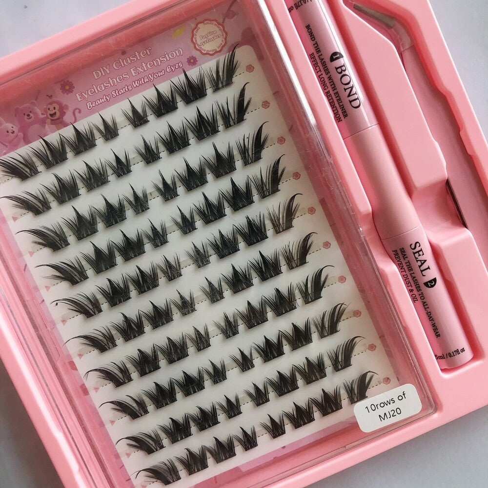 MeoMagic Kit d extensions de cils Classique avec pinces à épiler et colle - 10 lignes - F05