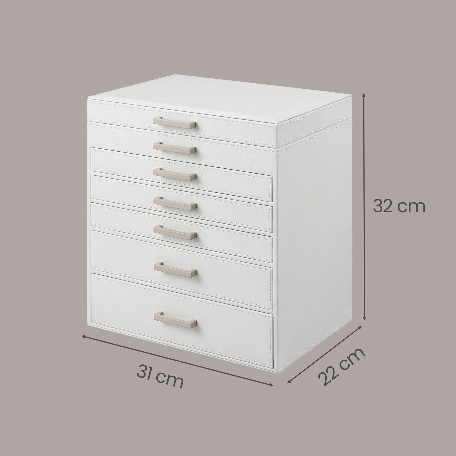 JOYFURNOS Boîte à Bijoux 6 Niveaux, Écrin à Accessoires, avec Grand Miroir, 5 Tiroirs, Rangement pour Bijoux, Moderne, Blanc