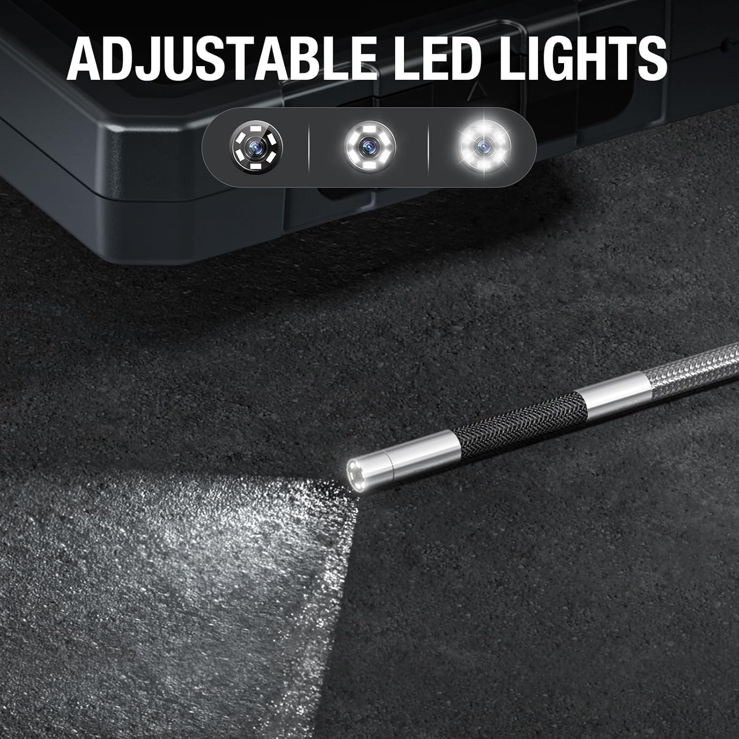 Teslong TD500 Caméra d’inspection articulée bidirectionnelle 3,9 mm avec éclairage, Endoscope à écran IPS 5 po avec sonde articulée, Caméra boroscope avec éclairages