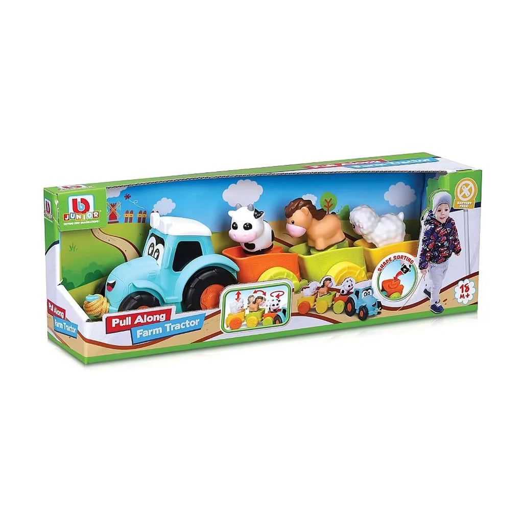 BB JUNIOR - Tracteur + remorque avec 3 animaux (Vache, Cheval, Mouton)