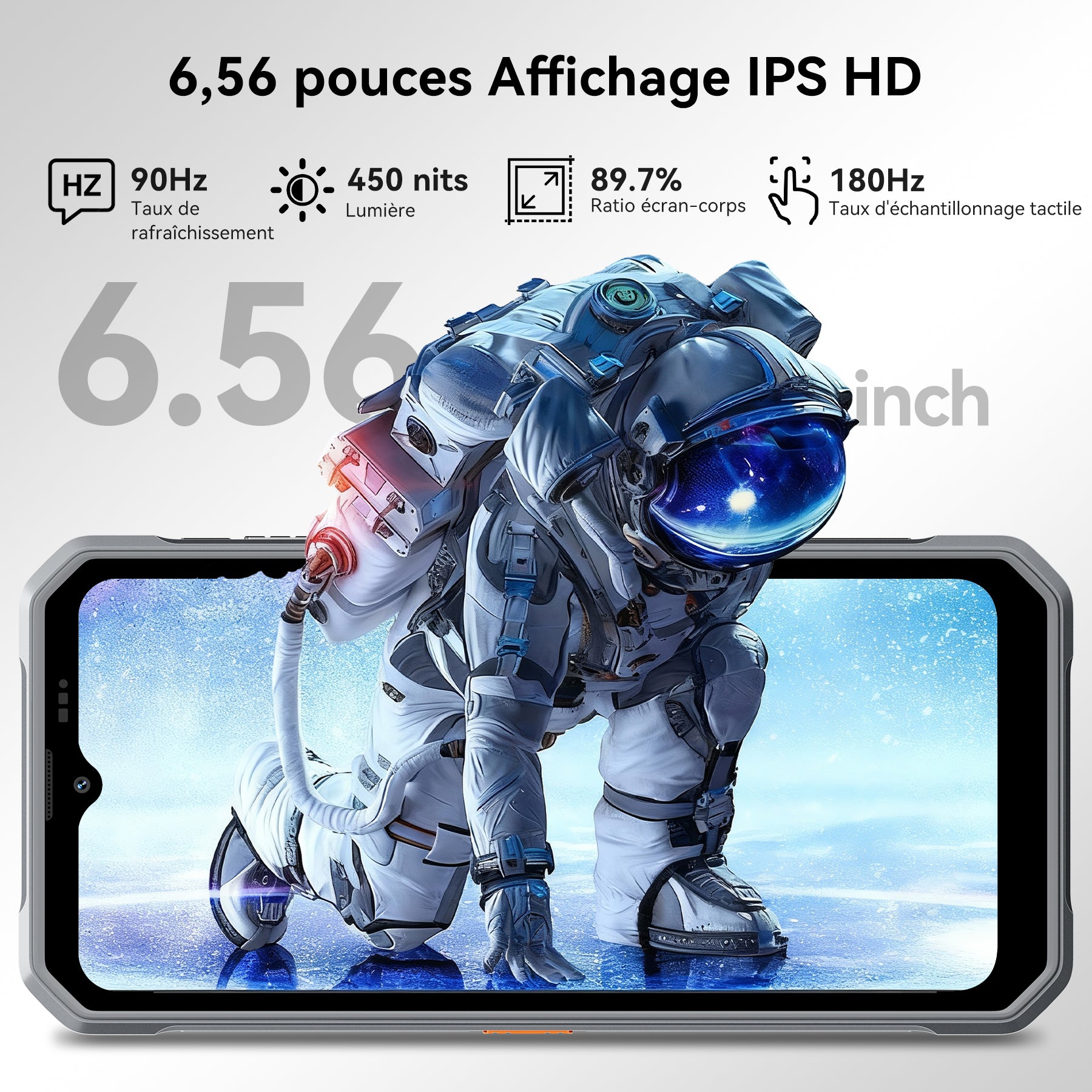 Blackview Fort 2 Android 15, 24 Go (8+16) RAM + 256 Go ROM (Extension carte TF 2 To) Smartphone 4G extérieur, Caméra IA 16 MP, 6,56" HD+, 5000 mAh, MediaTek G81, Téléphone de chantier étanche IP68, NFC, OTG, GPS, FM, 5G, WiFi Double SIM
