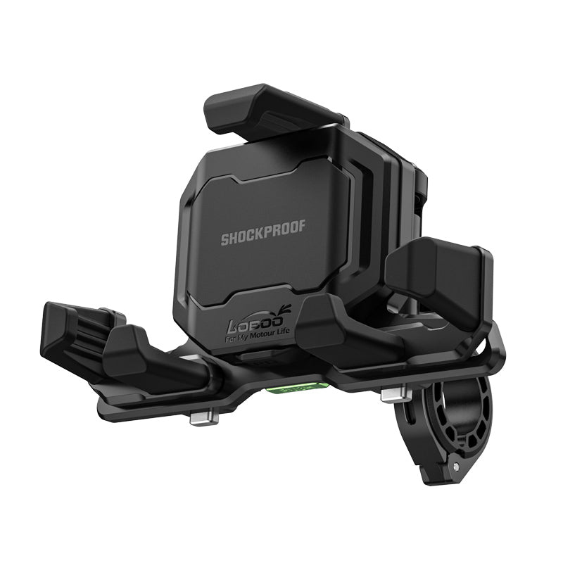 LOBOO PH06 Support de téléphone anti-vibration - Amortissement magnétique + charge sans fil 15 W - Support de moto en aluminium (convient aux téléphones de 4,7 à 7,2 pouces)