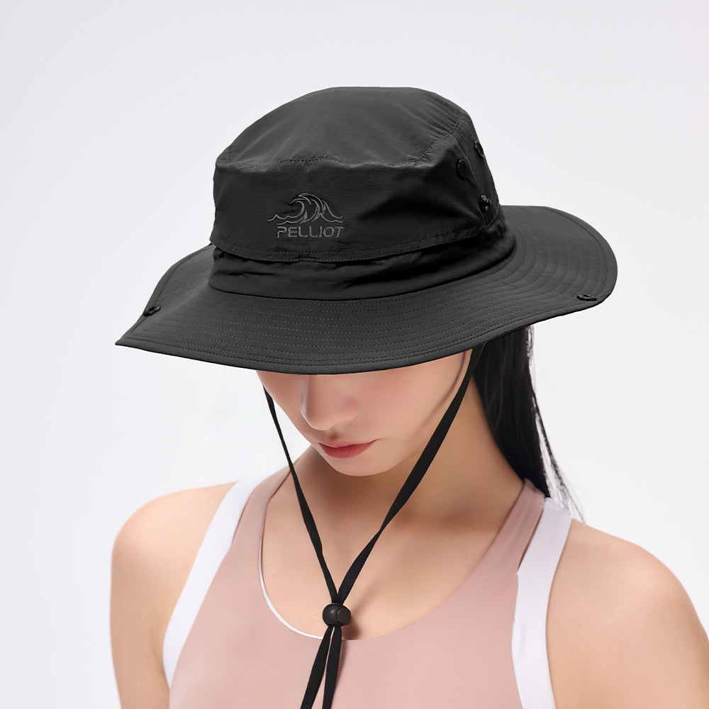 PELLIOT Chapeau de pêcheur d'extérieur Noir Unisexe Camping Voyage Imperméable Durable