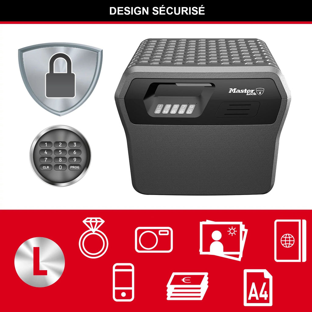 Master Lock Certified Fireproof and Waterproof Safe Box with Digital Combination, 18.5L, 421 x 359 x 351 mm, Portable, for home and professionals