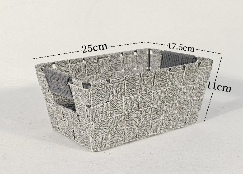 KEVAHOME Lot de 2 paniers en coton avec anse en coton - Gris - 10 x 7 x 4,5'' H