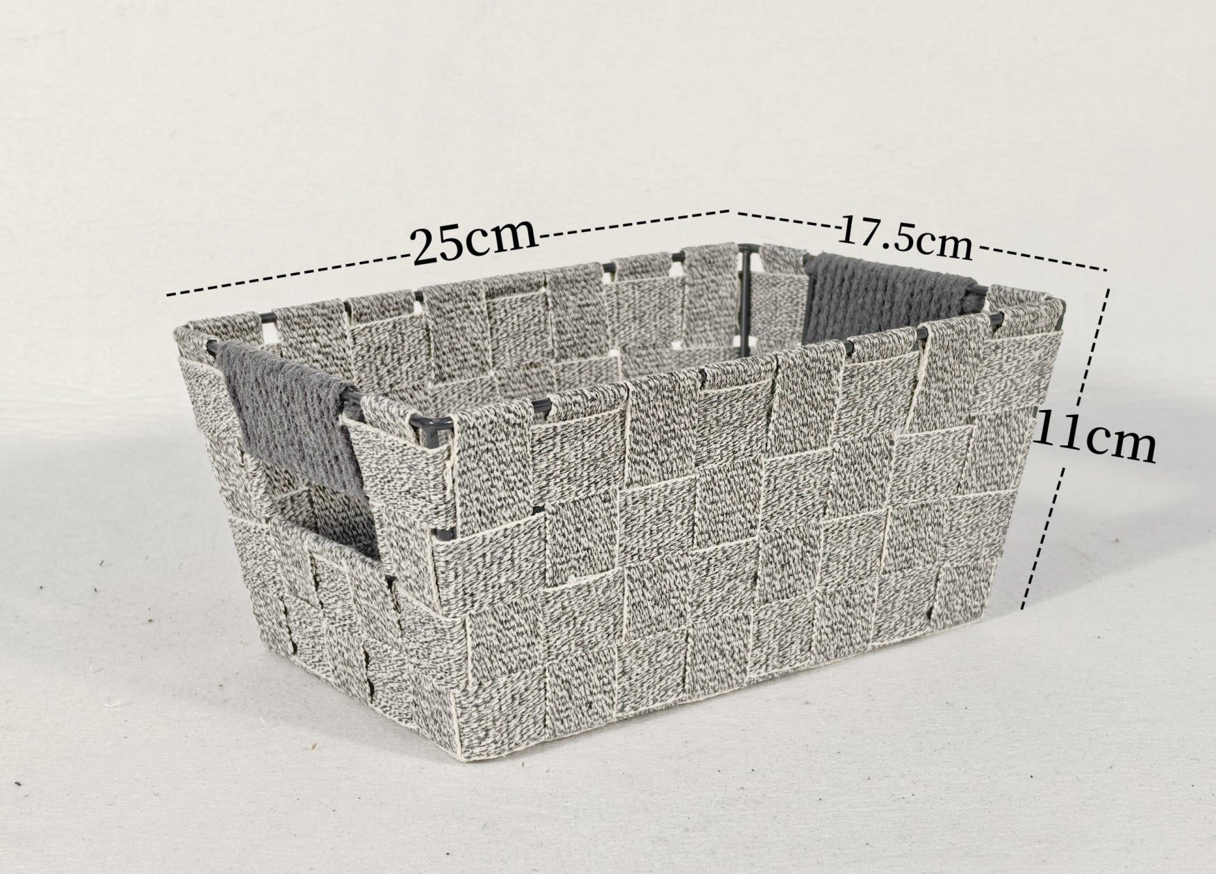 KEVAHOME Lot de 2 paniers en coton avec anse en coton - Gris - 10 x 7 x 4,5'' H