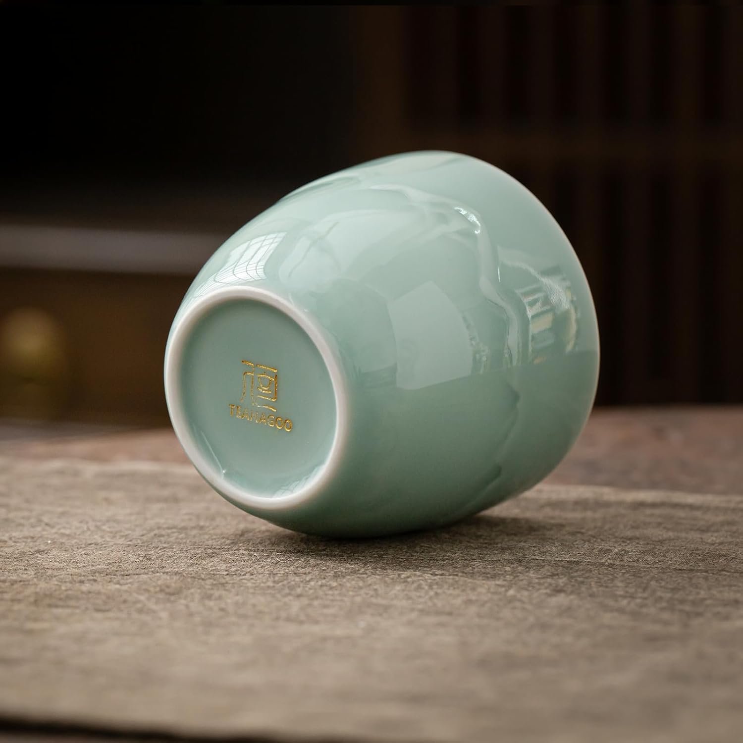TEANAGOO Tasses à Thé Japonaises, 6.3 oz/180ml, Céladon Bleu, 4 Pièces/Boîte, Sans Anse, Céramique, Pour Thé Japonais et Asiatique, Soldes du Nouvel An, Idées Cadeaux Incontournables