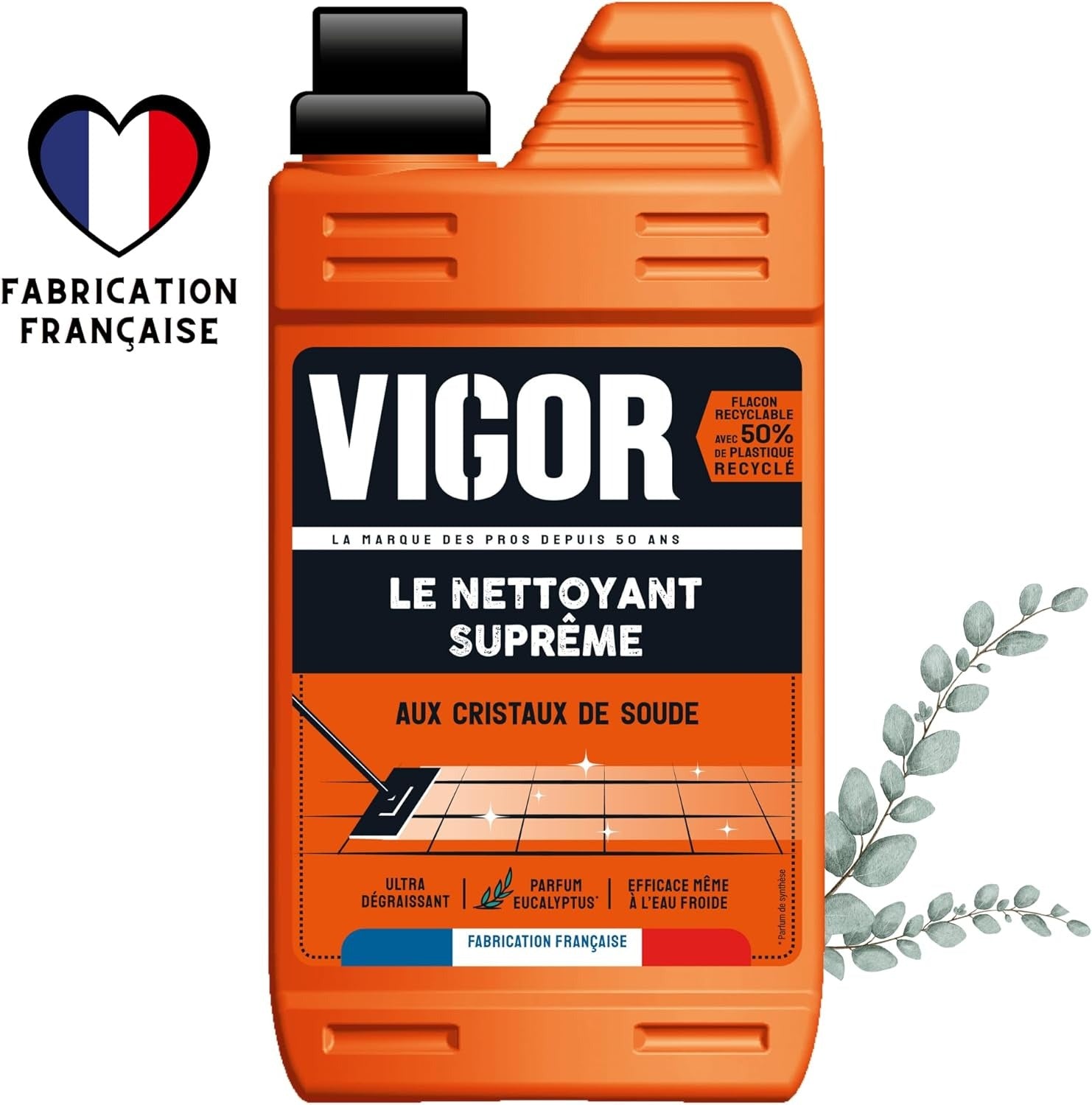 VIGOR Supreme Nettoyant sols enrichi aux cristaux de soude Pin 1 L