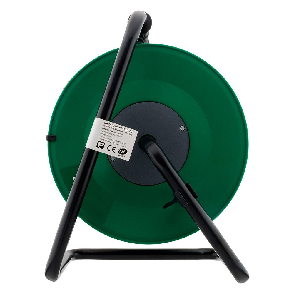 Enrouleur de câble de jardin préfilé vide 3G1,5 mm² 70 cm + disjoncteur - Noir - Zenitech