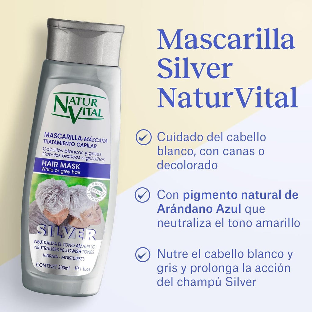 NaturVital Masque capillaire argenté 300 ml