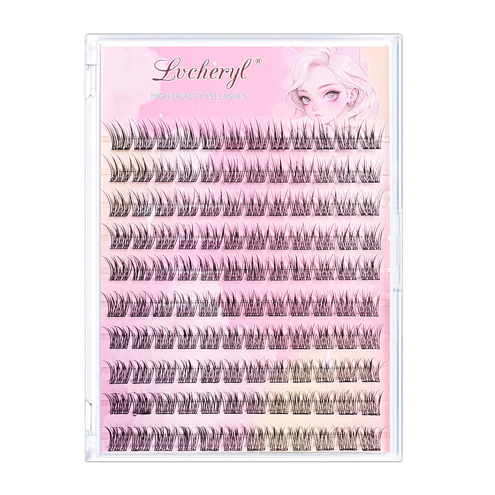Lvcheryl Coffret Combo Premium pour Faux Cils - 10 Rangées de Faux Cils Auto-Adhésifs DP02