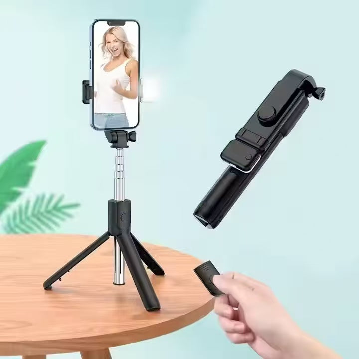 Perche à Selfie Bluetooth Verbex New K50 Noire avec Double Éclairage, Support Téléphone Extensible 1,9m, Trépied pour Streaming en Direct et Photographie