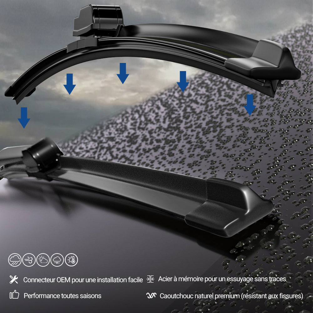 LECIBUBI Essuie-glaces pour Renault Clio III/Megane III, Citroën C3 Picasso/DS3, Peugeot 301, équipement d'origine - 600 mm + 400 mm