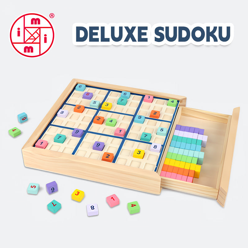 MIMI Deluxe Puzzle de Grille de Jeu de Société en Bois de 9 Carrés de Sudoku Cadeau pour Enfants et Adultes