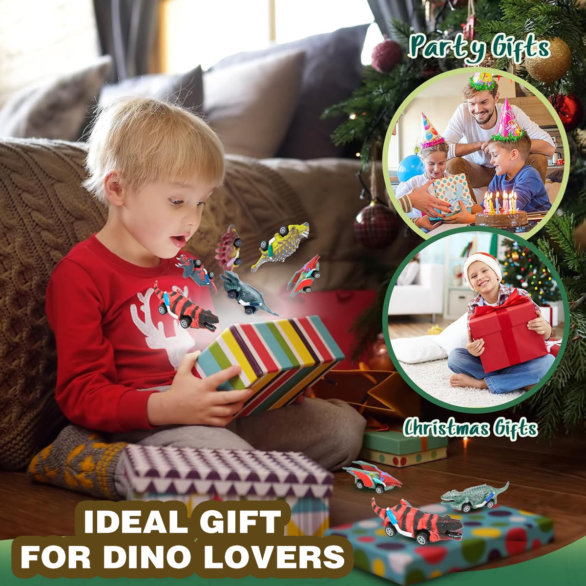 Jouets de Voitures à Rétropédalage Dinosaure, Set de 6 Voitures de Course Dinosaure en Plastique Sûr, Cadeaux de Jeu de Mini-Véhicules de Modélisation Dinosaure Réalistes pour Enfants Garçons Intérieur Extérieur Jeu de Rôle