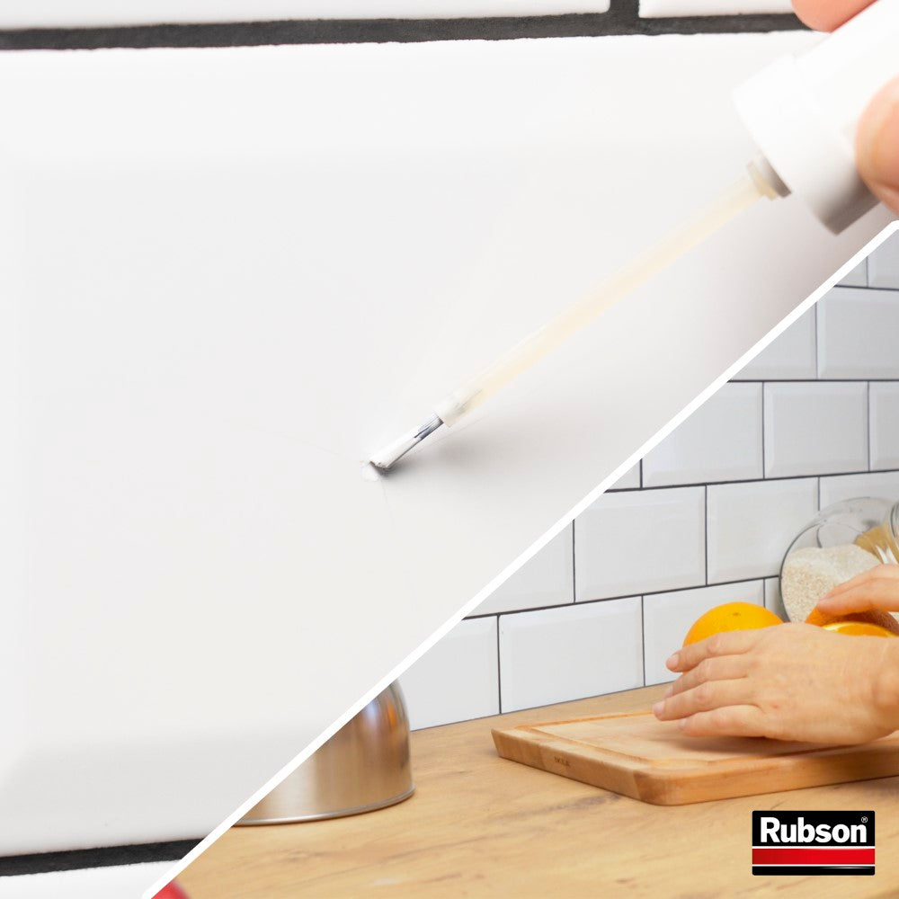Henkel Rubson - Rénovateur d'Émail (flacon de 12 ml avec pinceau applicateur) – Vernis blanc pour recouvrir éclats et rayures sur émail et synthétiques – Résiste aux détergents