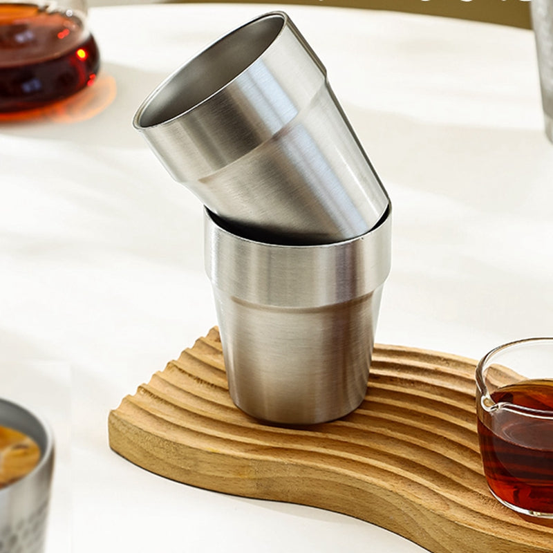 Maxcook Tasses en acier inoxydable 304, 260 ml, lot de 2, empilables, à double paroi, petites tasses pour la maison, le restaurant, la fête et le camping, MCB4560
